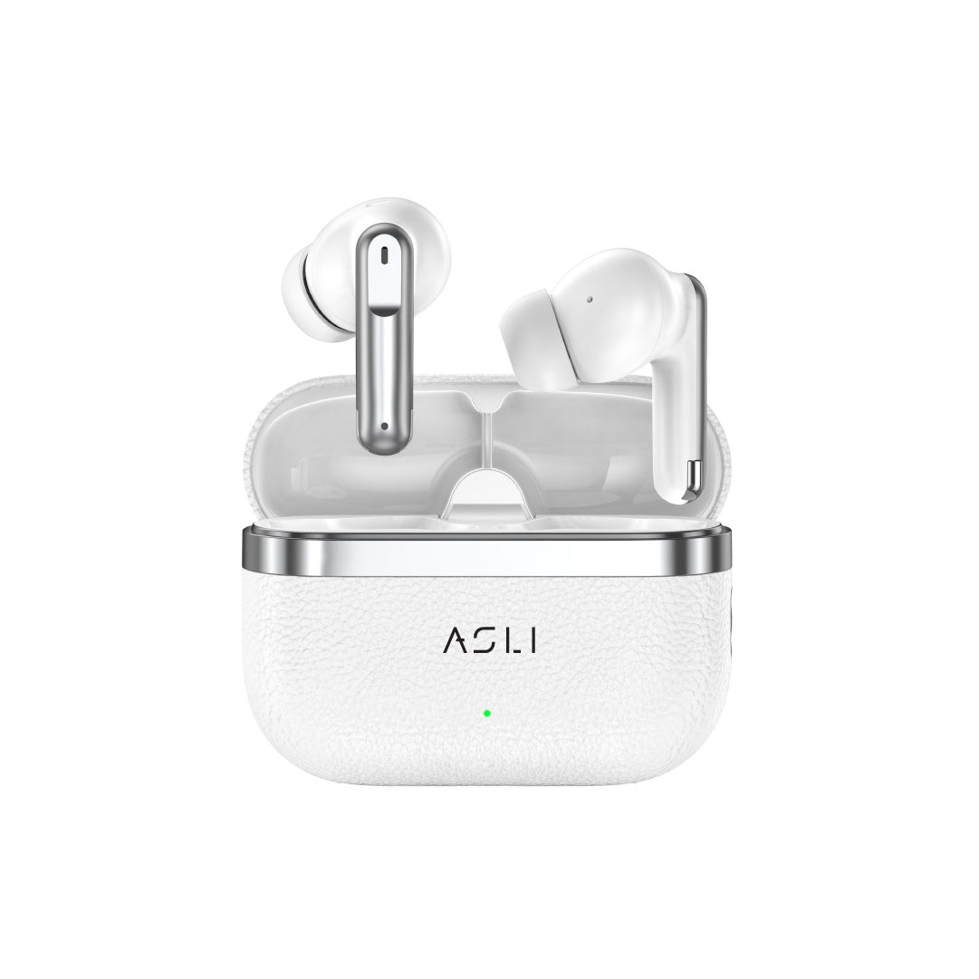 Asli Global EcoPods Air TWS Wireless ANC Bluetooth Earbuds with Active Noise Cancellation | White