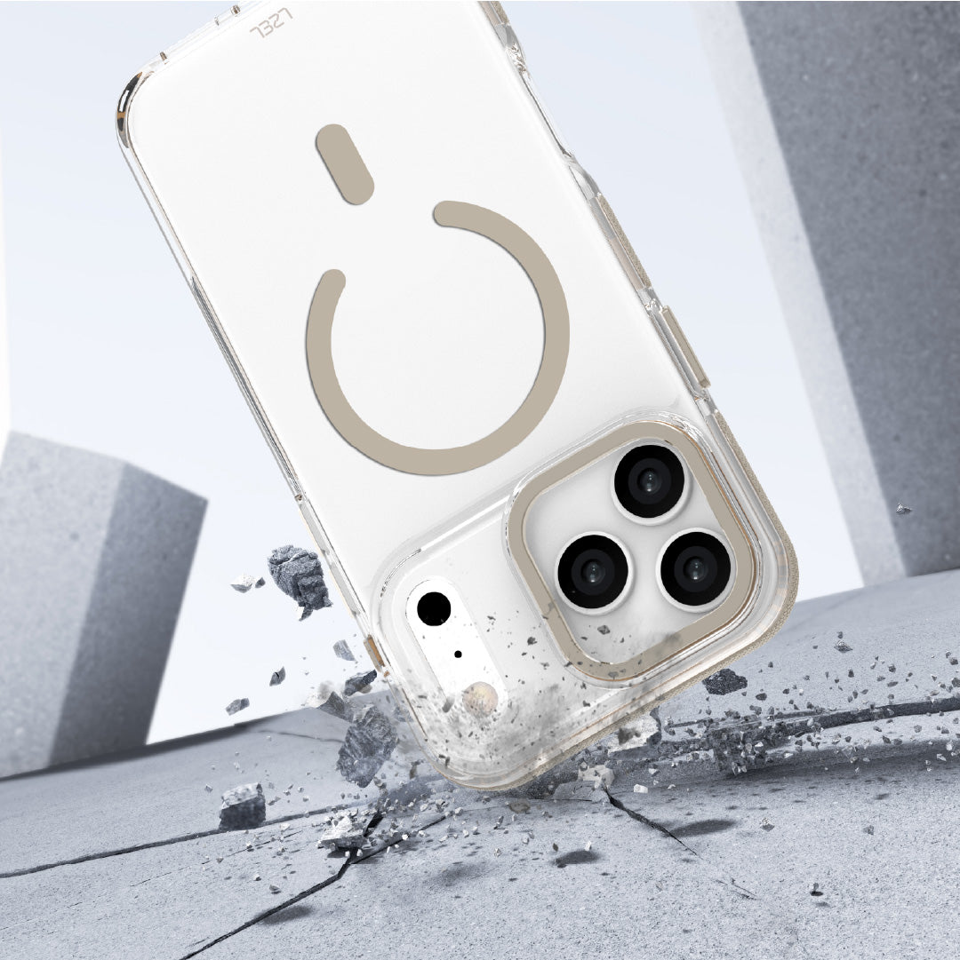 LZEL MagVecto Armor Case for iPhone 17 Pro | Clear + Titanium