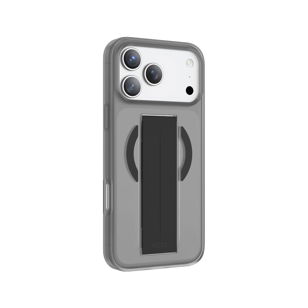 كڤر حماية سيليكون MagTrox Grip من أسلي جلوبال متوافق مع MagSafe مع مسكة مريحة لهاتف iPhone 17 Pro | أسود