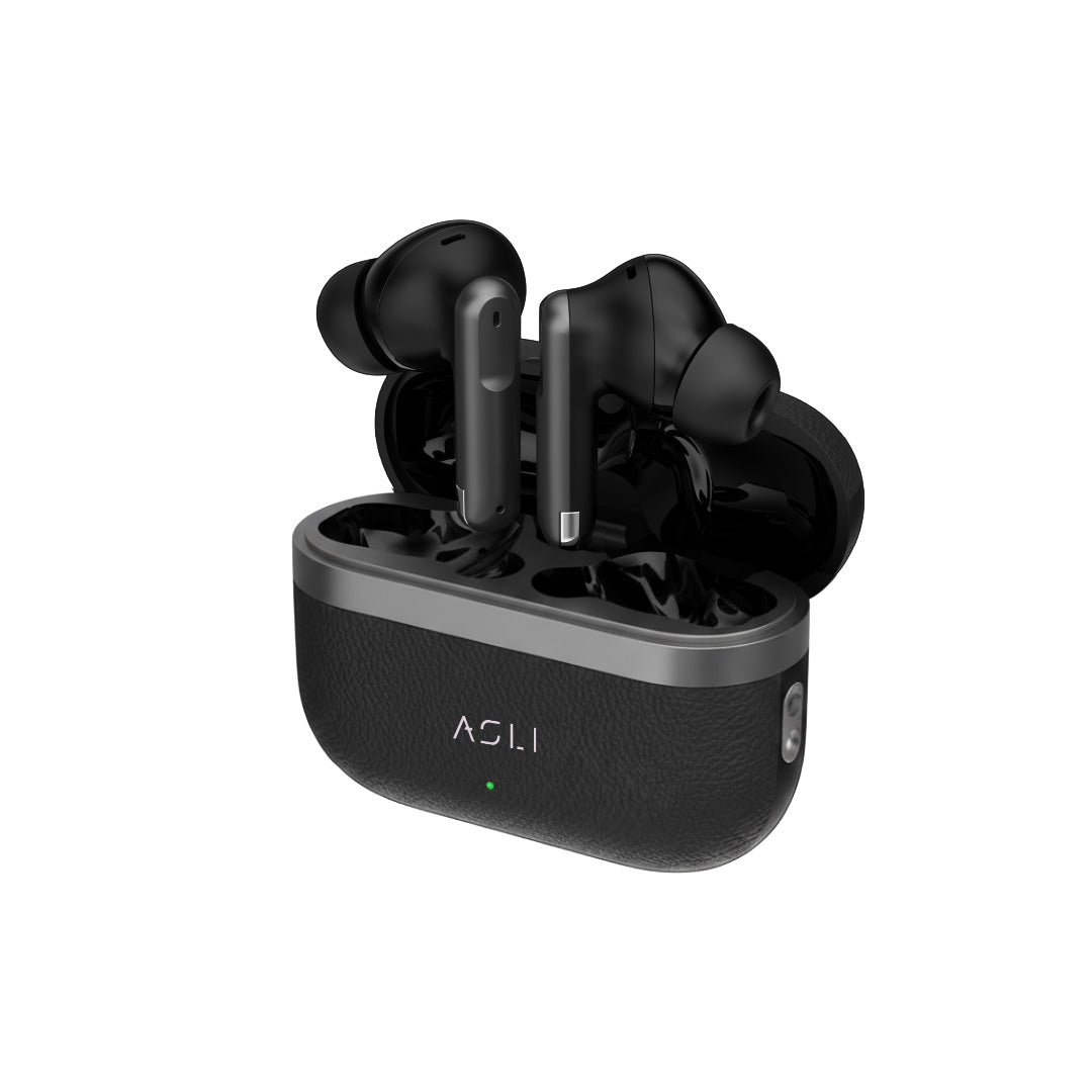 Asli Global EcoPods Air TWS Wireless ANC Bluetooth Earbuds with Active Noise Cancellation | Black