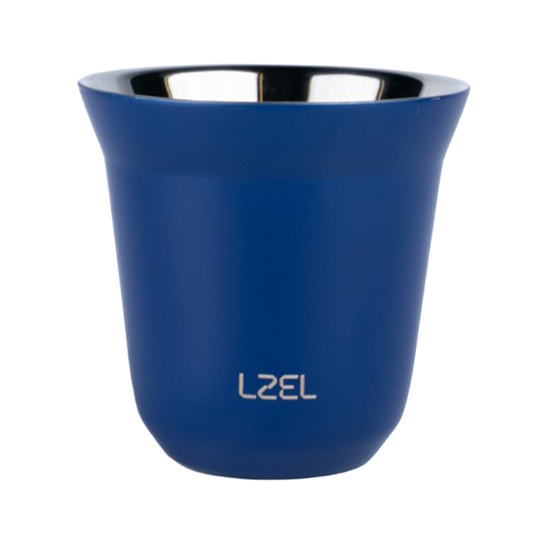 LZEL Small Double Wall Insulated Stainless Steel Espresso Cup 80 ml – Reusable & Dishwasher Safe Mugs | Blue