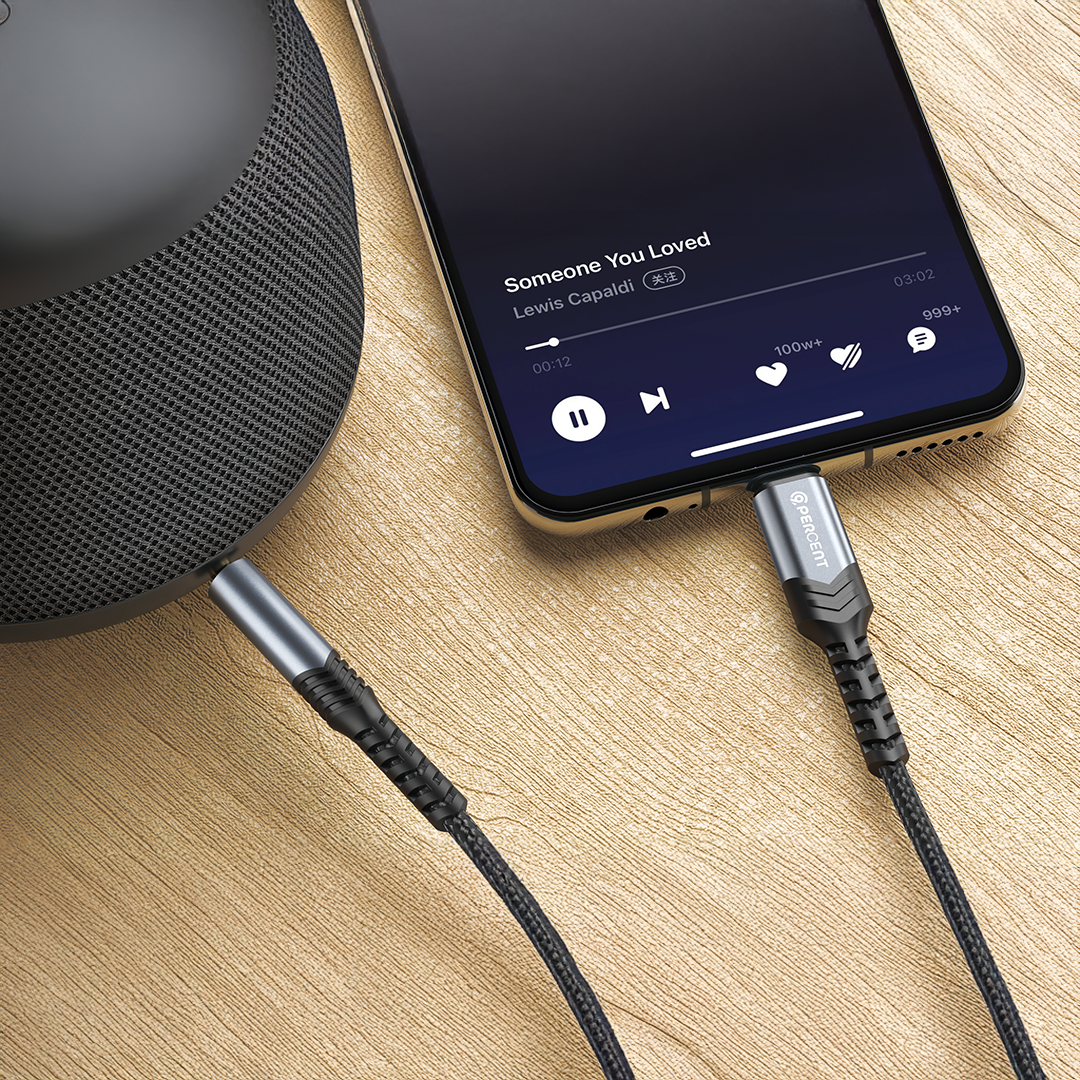 كيبل صوت Lightning إلى 3.5 مم من 90 Percent AudioLine 90 Series بطول 1.2 م | أسود