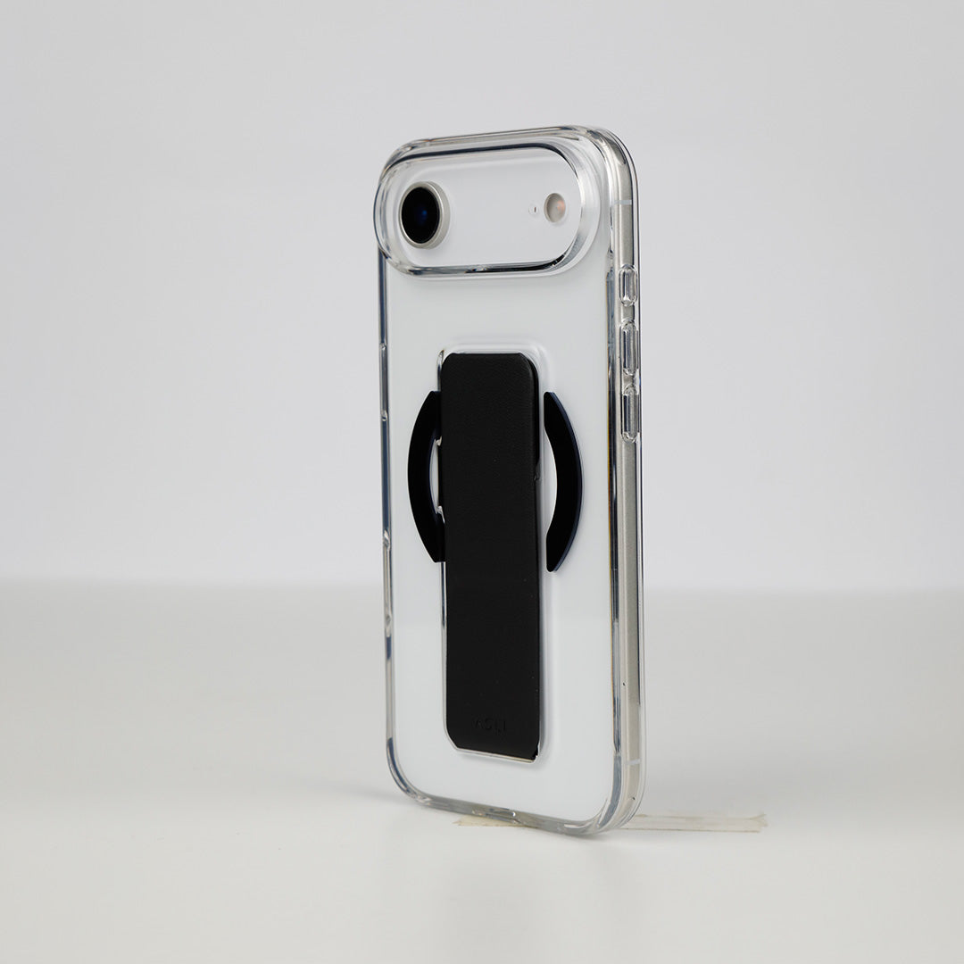 Asli Global MagTrox Gravitas Transparent MagSafe Case with Leather Grip for iPhone Air| Black