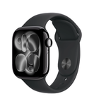 ساعة Apple Watch Series 11 GPS + Cellular مقاس 42 مم بهيكل ألمنيوم أسود Jet Black مع سوار رياضي أسود (S/M)