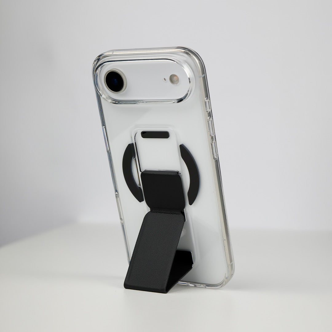 Asli Global MagTrox Gravitas Transparent MagSafe Case with Leather Grip for iPhone Air| Black