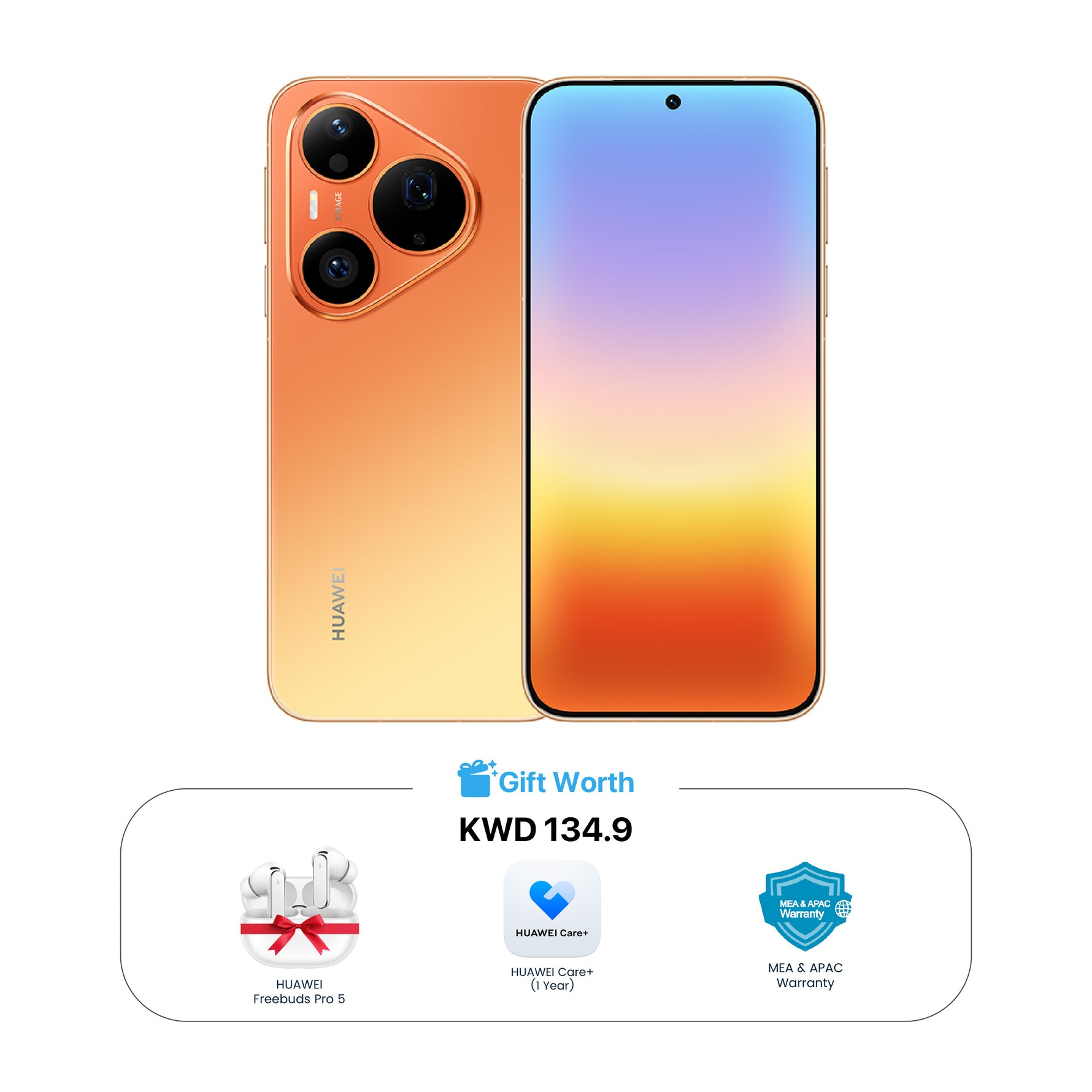 Pre-Order Huawei Pura 90S Pro Smartphone, 5G+, Dual SIM, Kirin 9030S, 12GB RAM, 256GB Storage, 6.6 inch, 120Hz, OLED Display | Orange