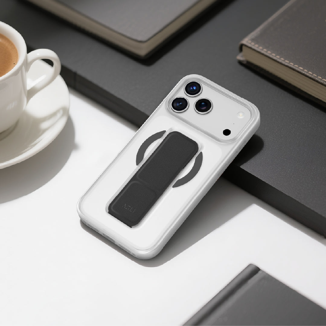 Asli Global MagTrox Gravitas MagSafe Leather Grip Case for iPhone 17 Pro | Black