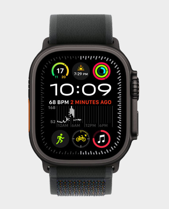 ساعة Apple Watch Ultra 2 (2024) - مقاس 49 ملم - GPS + Cellular - بهيكل من التيتانيوم الأسود - وسوار Trail Loop مقاس  M/L | أسود