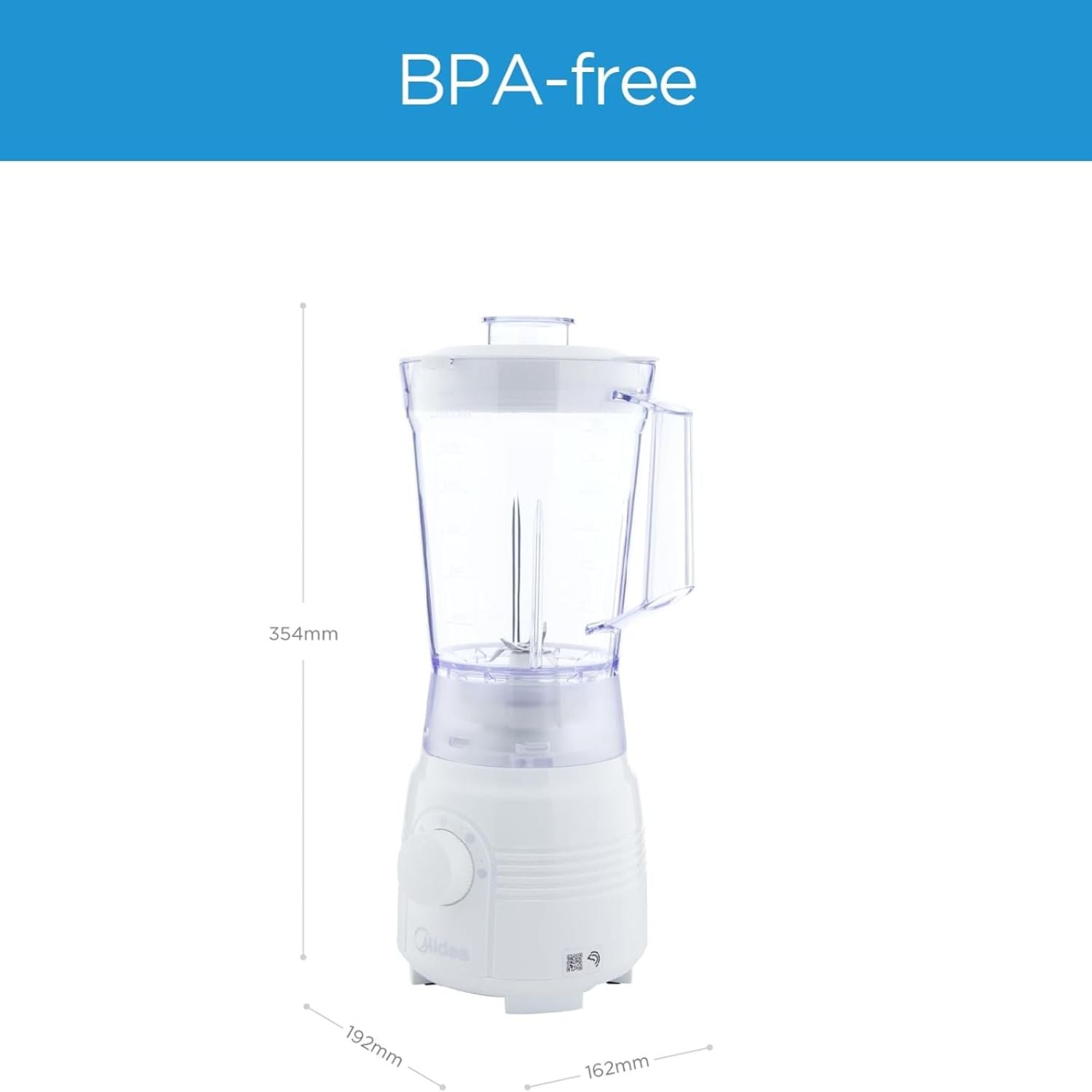 Midea 1.5 Liters Blender, , 2 Speeds + Pulse, 400W | White