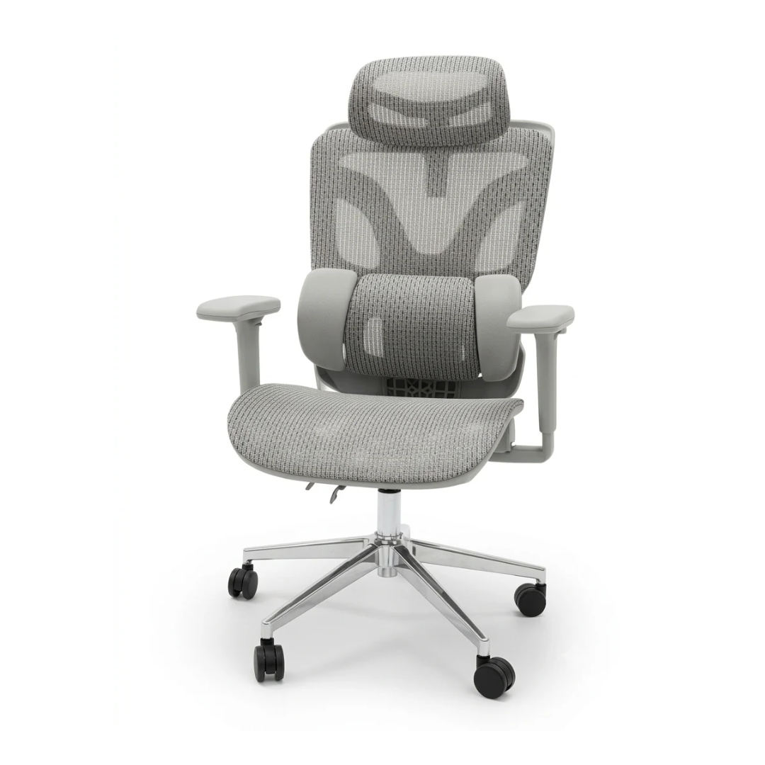 Ergonomic Office Chair – 3D Armrests, Class 3 Gas Lift, Metal Base, Hanger | Gray