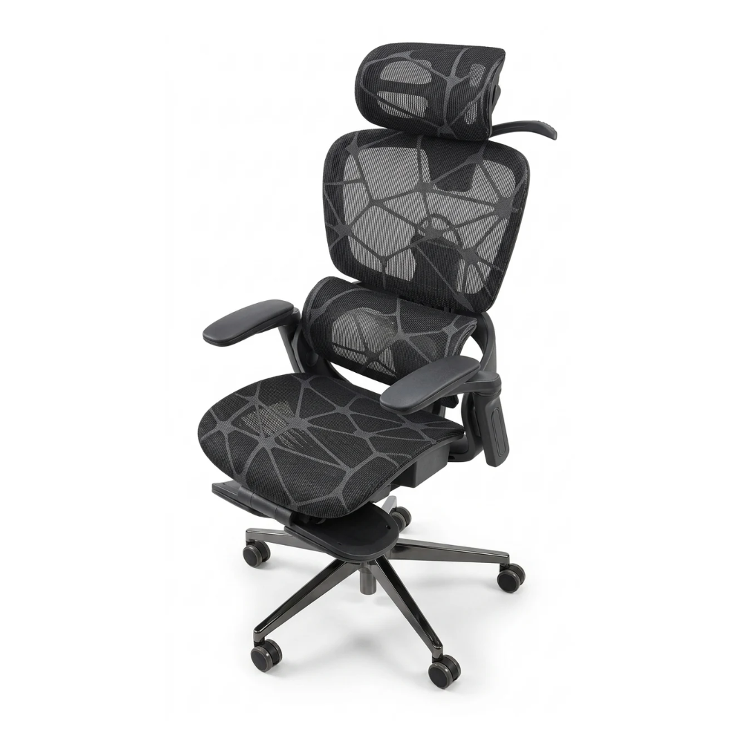 Ergonomic Office Chair – Footrest, Sliding Mechanism, Class 4 Gas Lift | Black