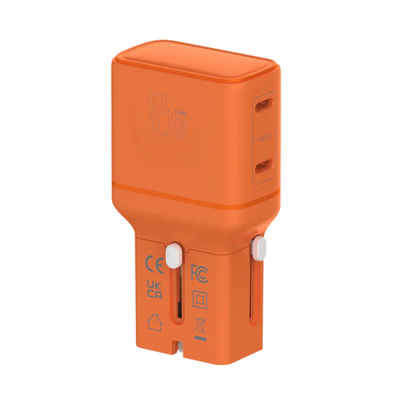 LZEL TravelPro Series Dual Port GaN Travel Wall Charger 65W I Dual Type-C Output I Global compatibility