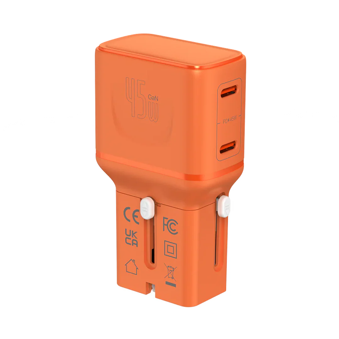 LZEL TravelPro Series Dual Port GaN Travel Wall Charger 45W I Dual Type-C Output I Global compatibility