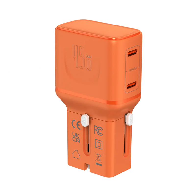 LZEL TravelPro Series Dual Port GaN Travel Wall Charger 45W I Dual Type-C Output I Global compatibility