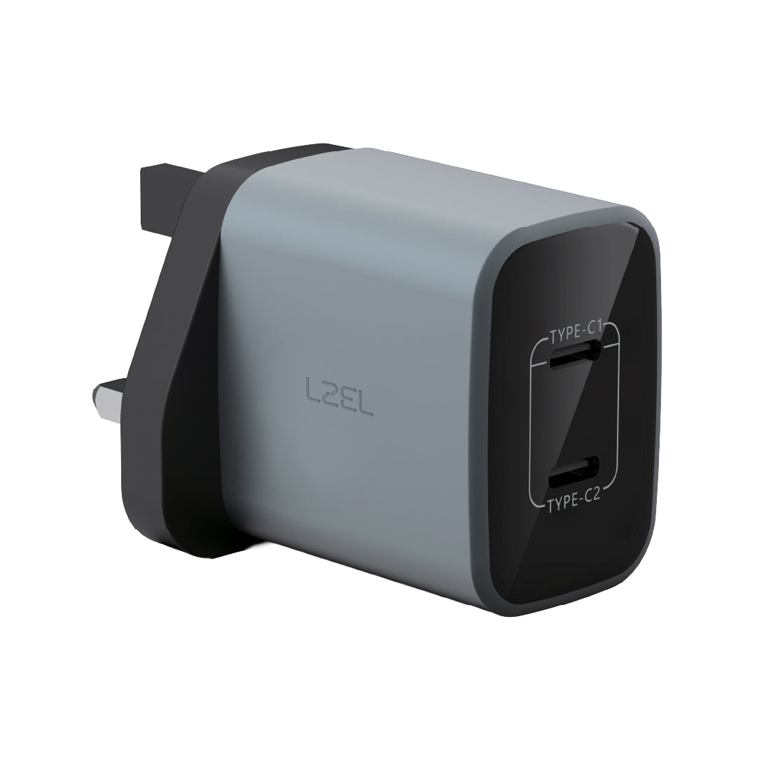 LZEL VoltixCharge 45W Duals Port USB-C GaN Wall Charger | Gray