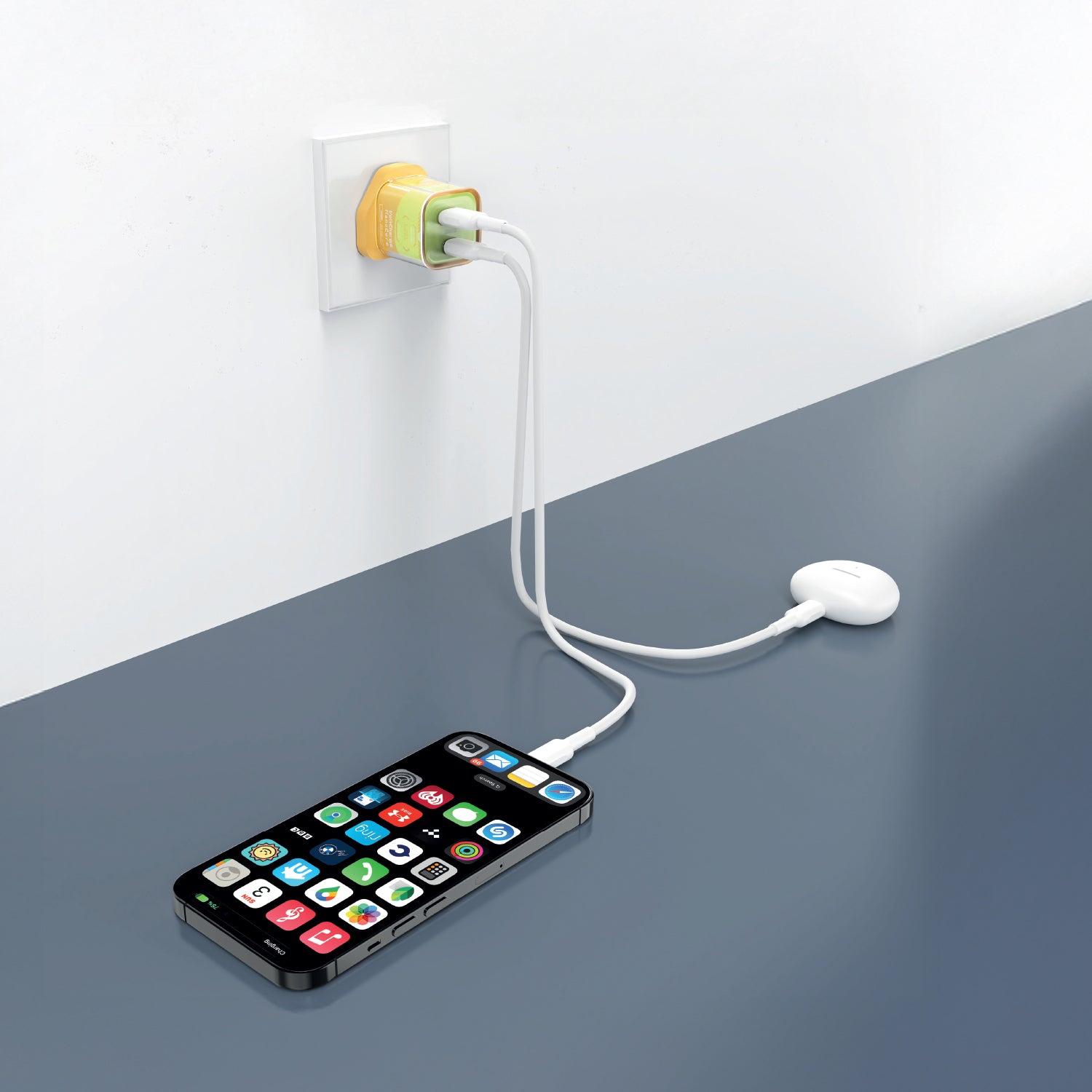 LZEL VoltCharge NanoCore – 30W GaN Transparent Wall Charger | Brown/Green