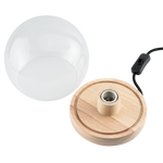 موماكس قاعدة مصباح خشبية مع لمسة زجاجية كروية