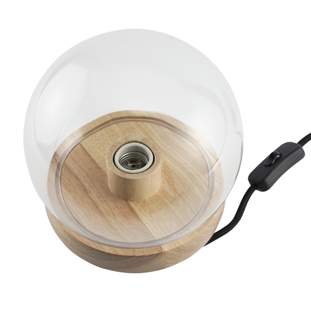 Momax Wooden Lamp Stand with Glass Cover (Sphere)