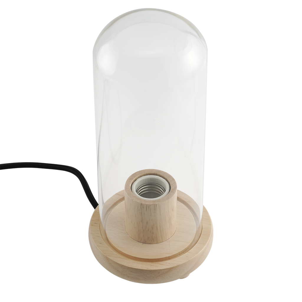 Momax Wooden Lamp Stand with Glass Cover Dome
