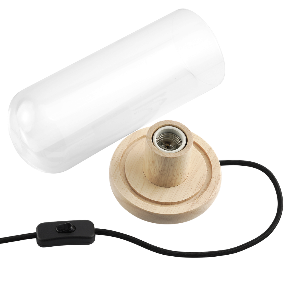 Momax Wooden Lamp Stand with Glass Cover Dome