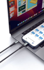 كيبل شحن من USB-C إلى Lightning من 90 Percent مضفر بالنايلون 1 متر | أسود