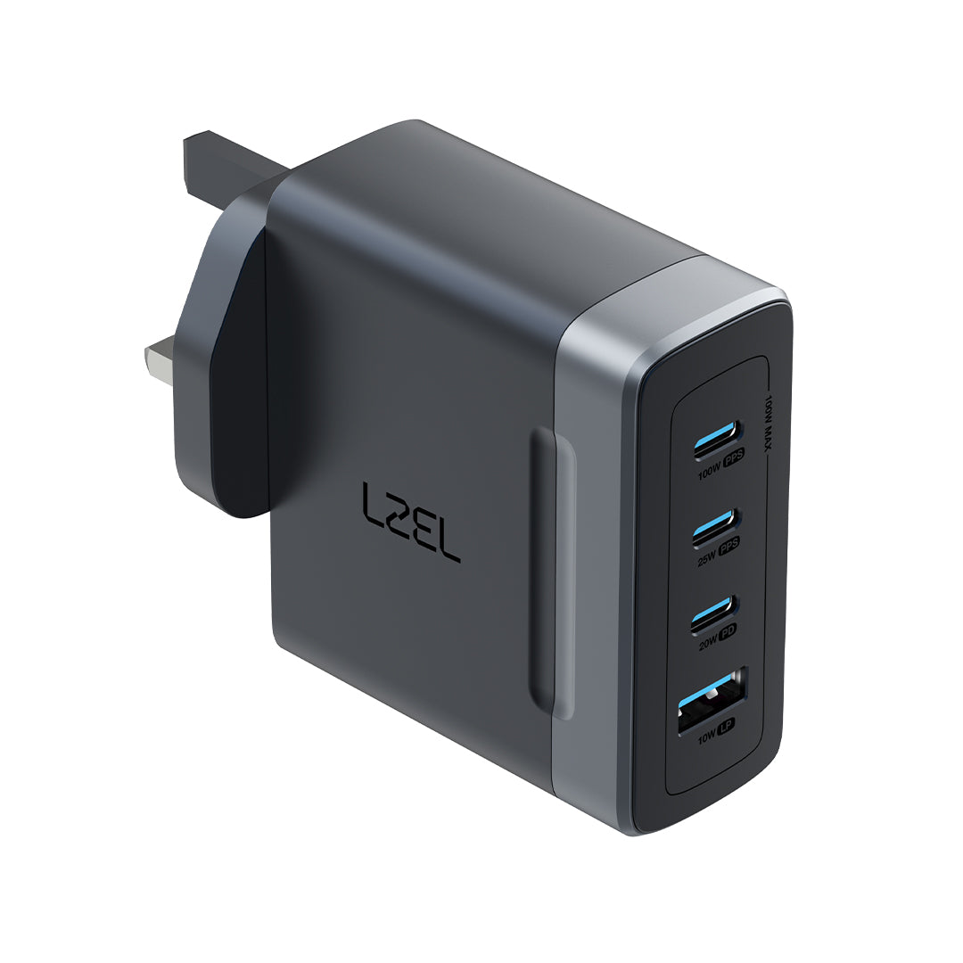 LZEL VoltixStation 100W 4-Port GaN Wall Fast Charger | Black