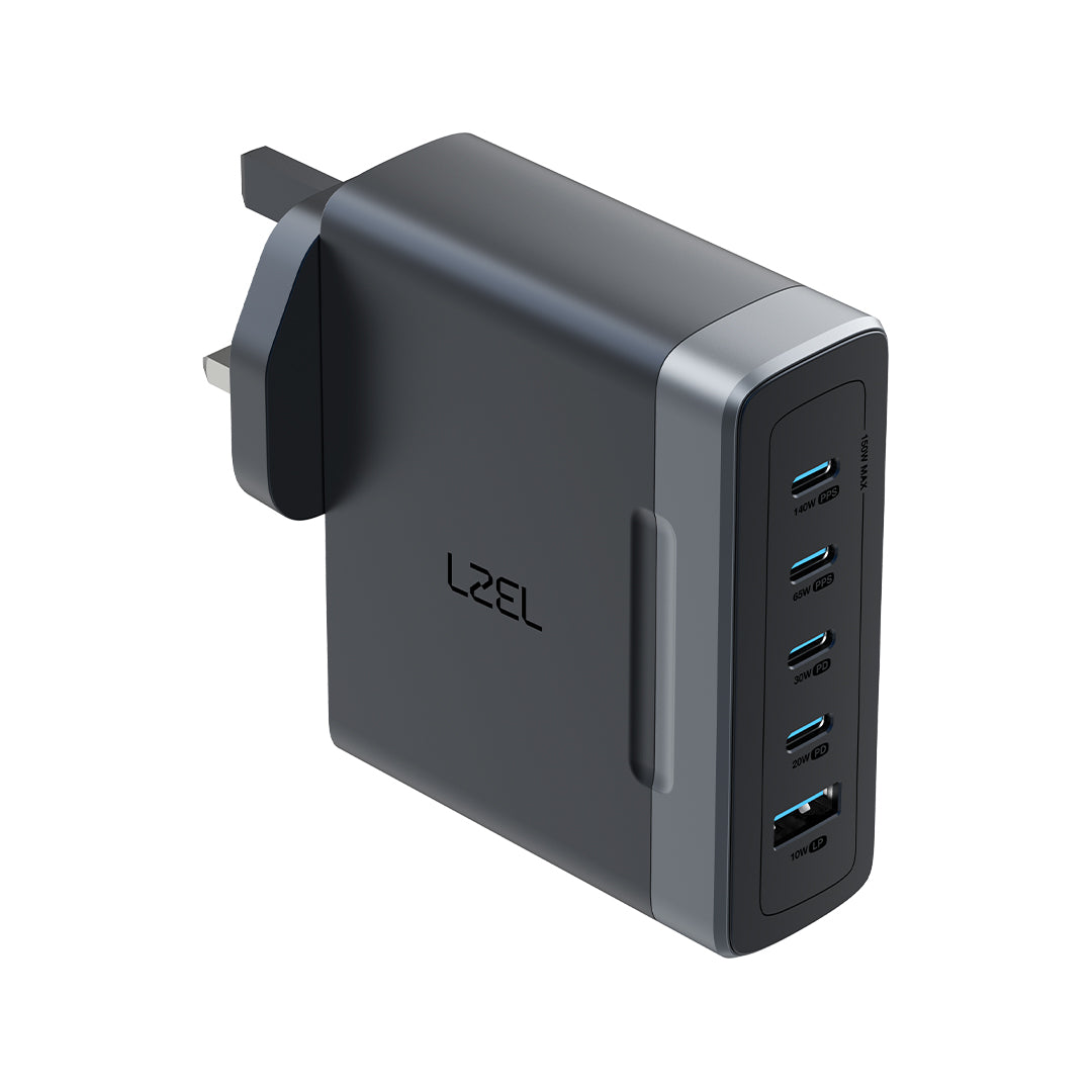 LZEL VoltixStation 150W 5-Port GaN Wall Fast Charger | Black