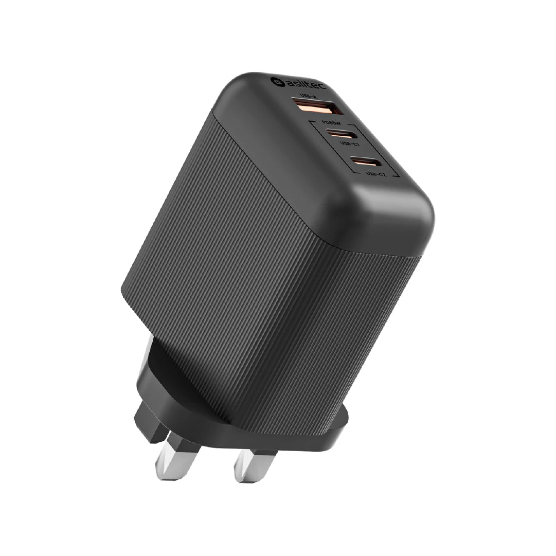 aslitec VexoraGaN 65W – Compact GaN Charger, USB-A + Dual USB-C Triple Ports
