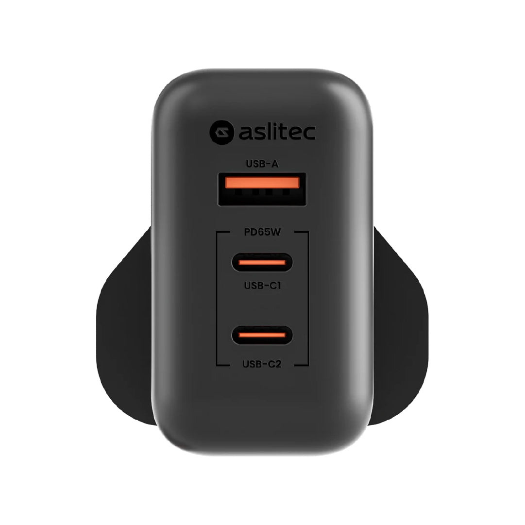 aslitec VexoraGaN 65W – Compact GaN Charger, USB-A + Dual USB-C Triple Ports