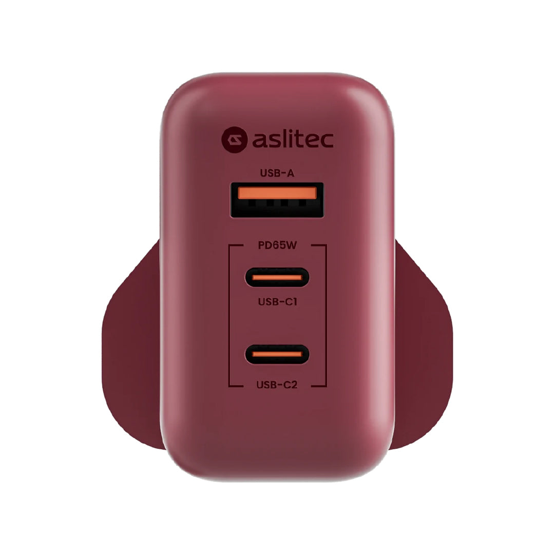 aslitec VexoraGaN 65W – Compact GaN Charger, USB-A + Dual USB-C Triple Ports
