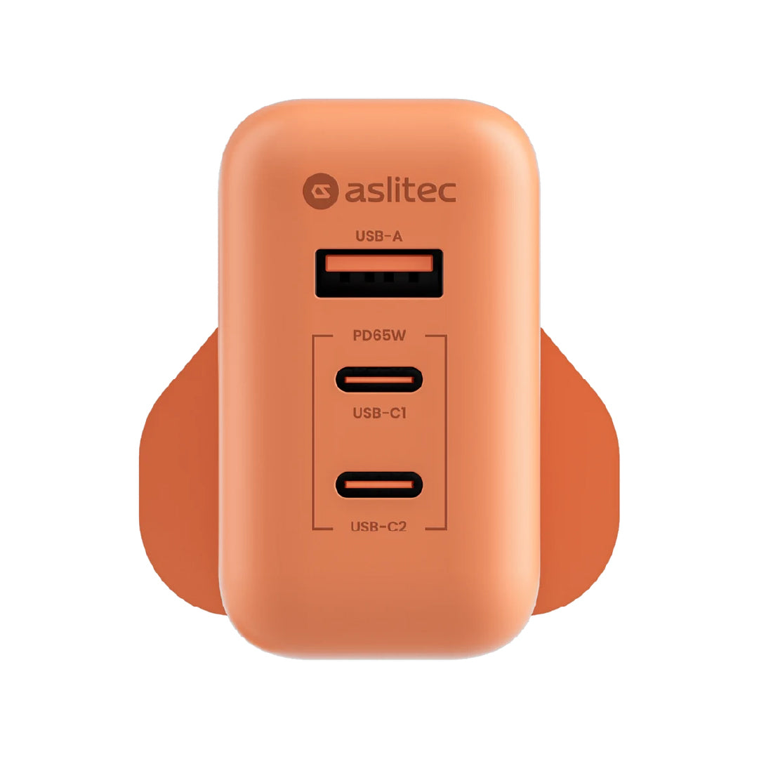 aslitec VexoraGaN 65W – Compact GaN Charger, USB-A + Dual USB-C Triple Ports