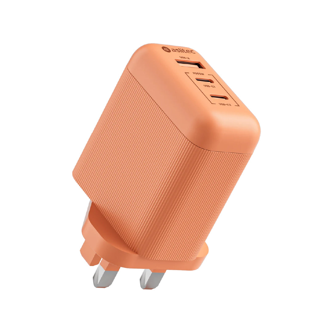aslitec VexoraGaN 65W – Compact GaN Charger, USB-A + Dual USB-C Triple Ports