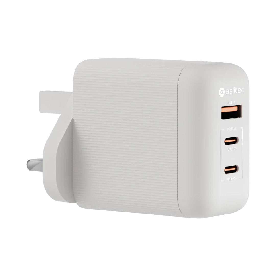aslitec VexoraGaN 65W – Compact GaN Charger, USB-A + Dual USB-C Triple Ports