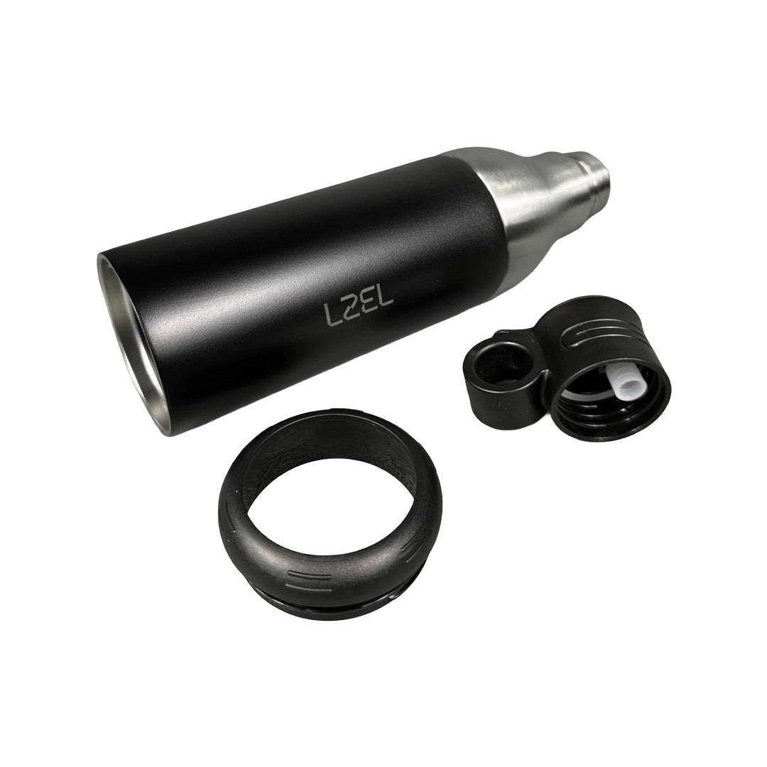  زجاجة حرارية مزدوجة من LZEL Natura Elva – حجم 400 مل + 400 مل | أسود