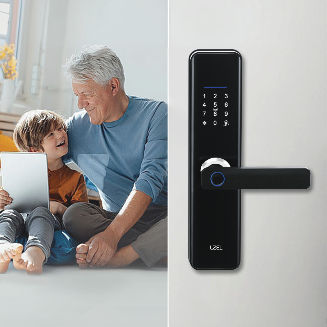LZEL ZYNTRA Smart Door Lock with Alarm & Tuya App Control | Black