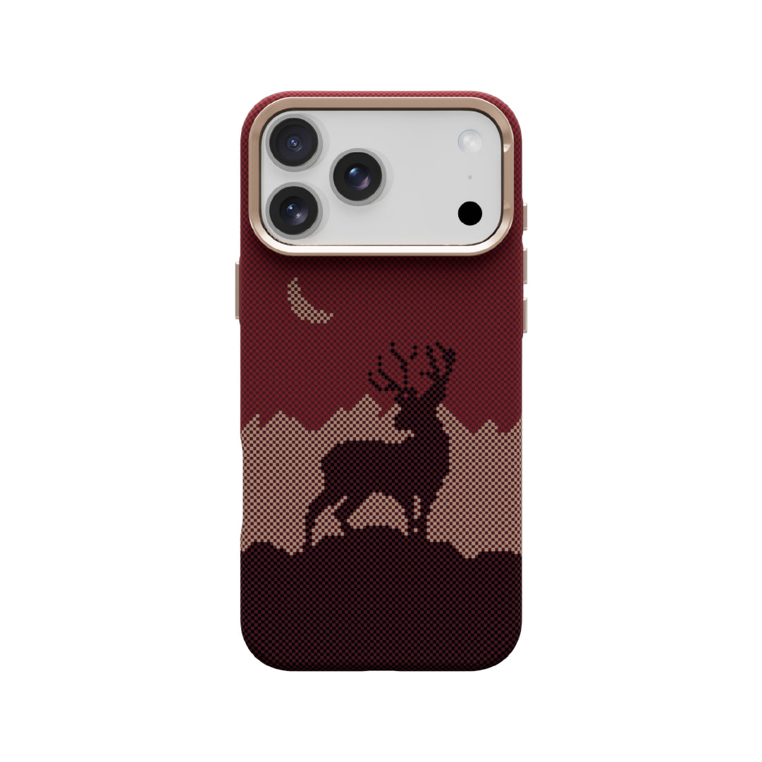 LZEL MagCarbon Deer Cover for iPhone 17 Pro Max | Wine Deer