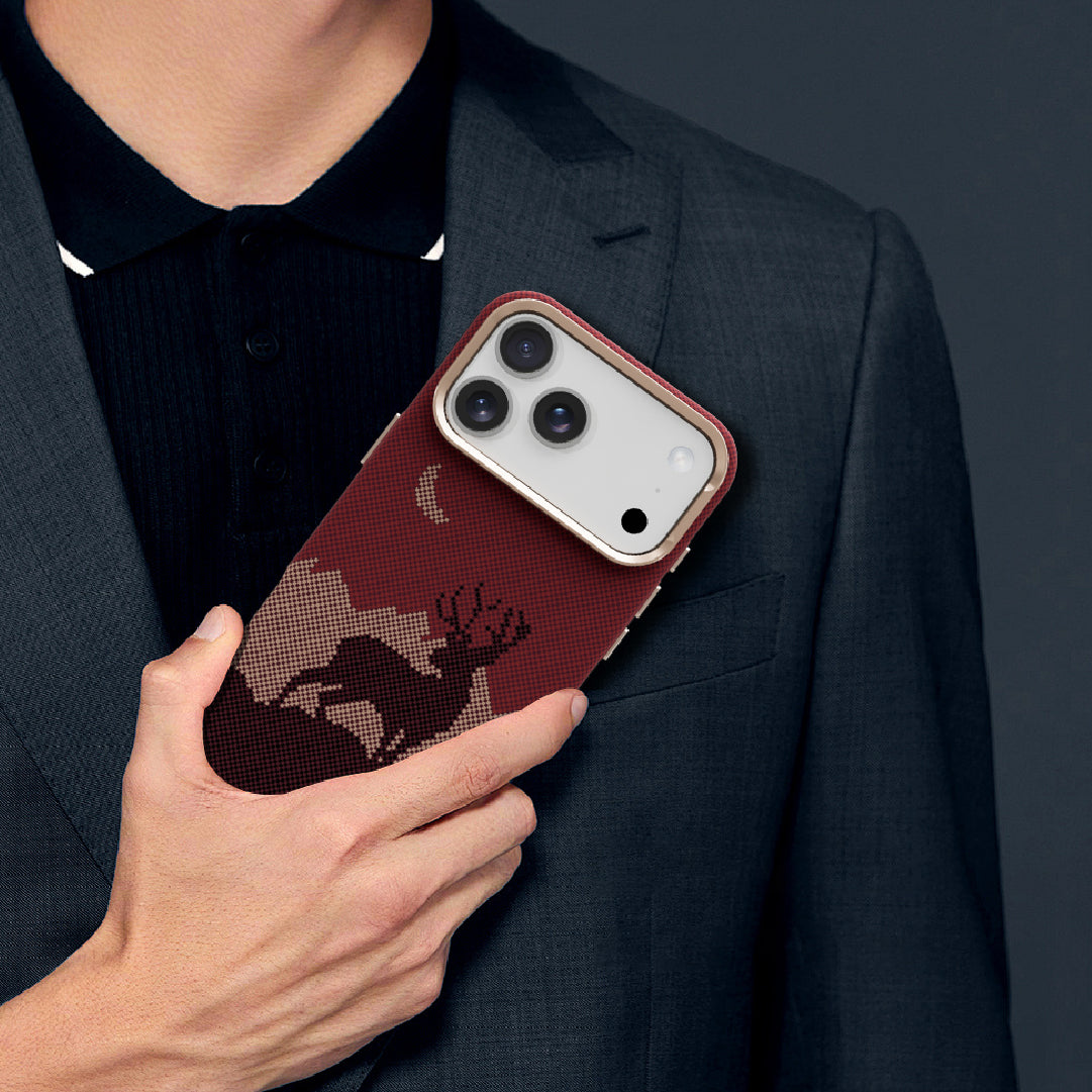 LZEL MagCarbon Deer Cover for iPhone 17 Pro Max | Wine Deer