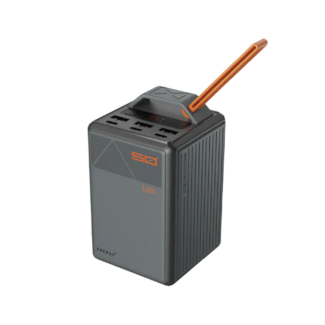 باور بانك LZEL Zenoflex Ultra Surge بسعة 50000 مللي أمبير – شحن سريع PD3.0 وQC3.0 بقدرة 100 واط، 3 منافذ Type-C + 3 منافذ USB-A | رمادي