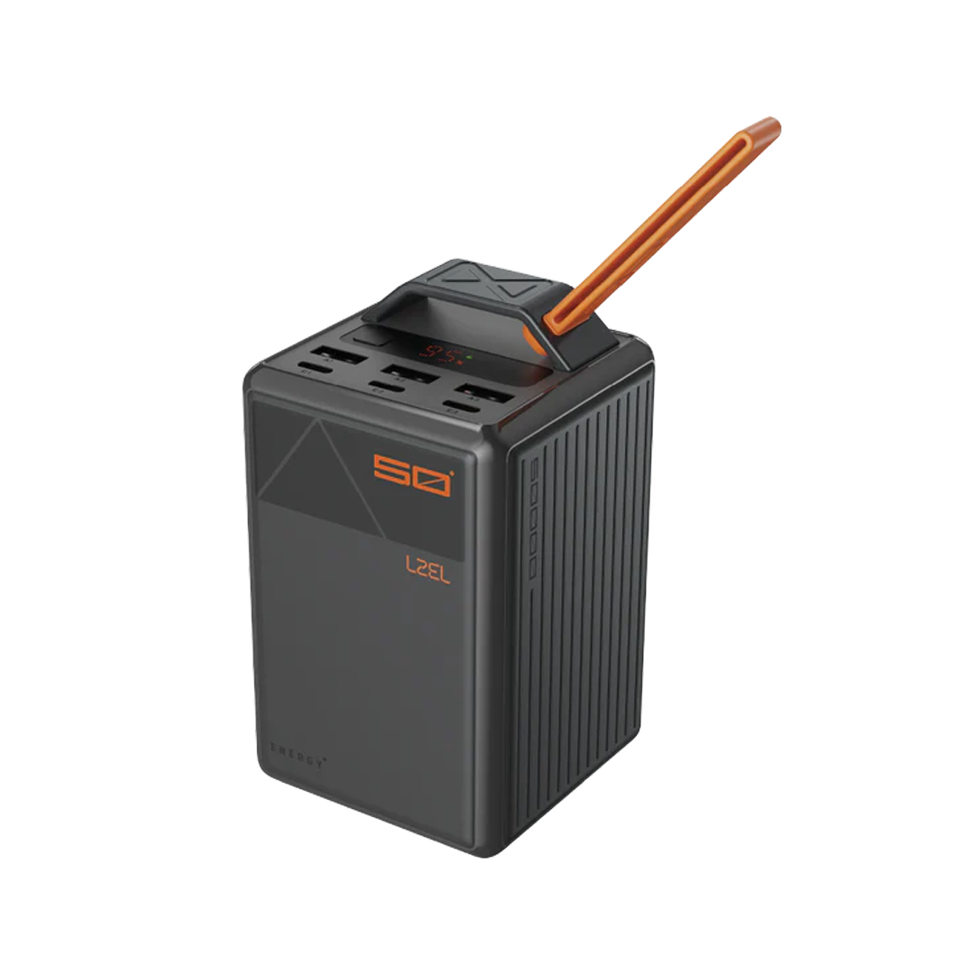 باور بانك LZEL Zenoflex Ultra Surge بسعة 50000 مللي أمبير – شحن سريع PD3.0 وQC3.0 بقدرة 100 واط، 3 منافذ Type-C + 3 منافذ USB-A | أسود