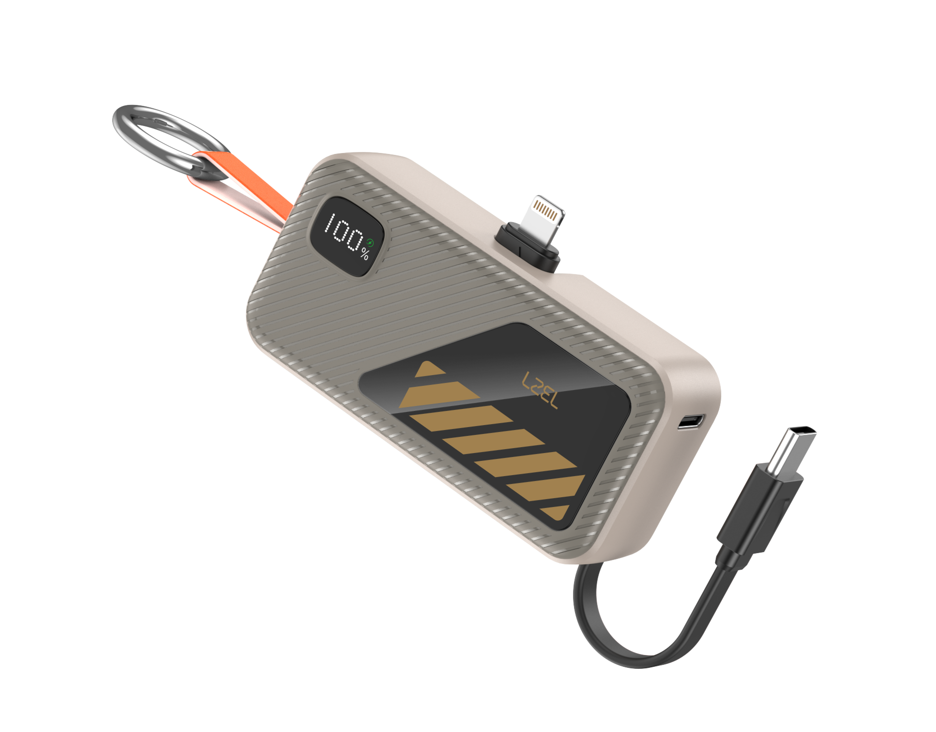 LZEL NanoFlux Charger Mini – 5,000mAh PD Lightning Power Bank with Built-in Type-C Cable | Gray