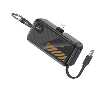LZEL NanoFlux Charger Mini – 5,000mAh PD Lightning Power Bank with Built-in Type-C Cable