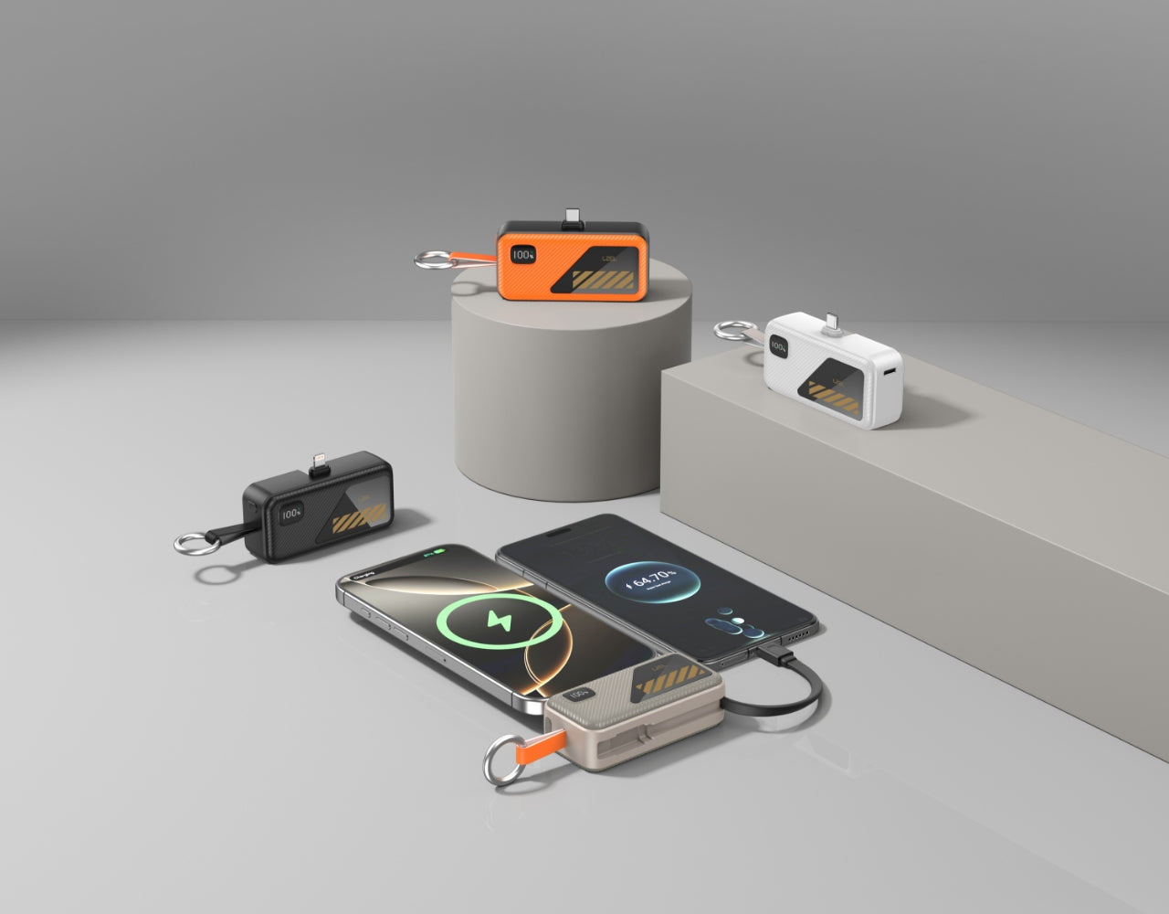 LZEL NanoFlux Charger Mini – 5,000mAh PD Type-C Power Bank with Built-in Lightning Cable | Gray