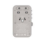 محول سفر تيار متردد 1-وورلد+ 70 واط GaN مع 3 منافذ وكابل يو أس بي سي مدمج من Momax | رمادي