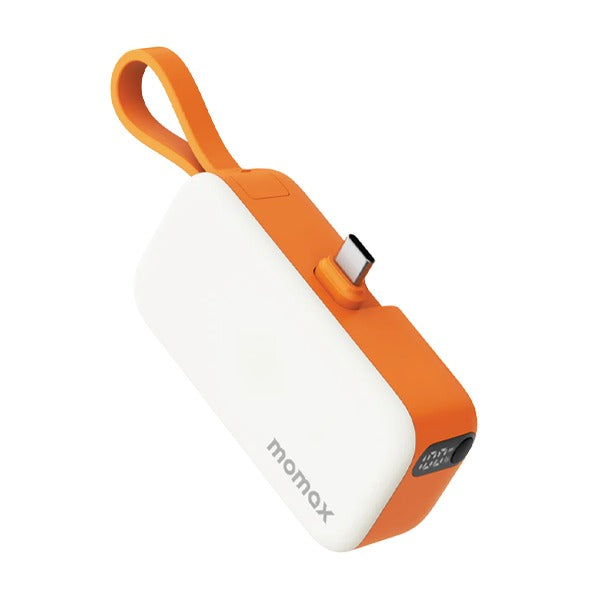 Momax 1-Power Mini 5000mAh Bulit-in foldable USB C Battery pack Orange