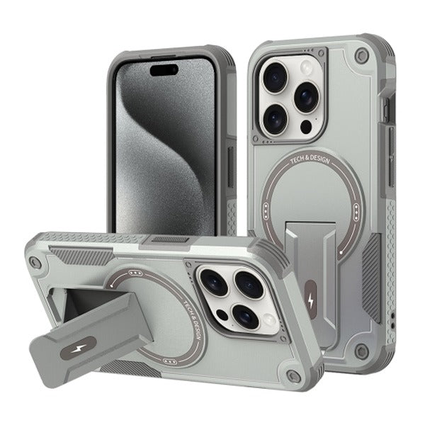 iPhone 14 Pro Max Holder Armor PC Hybrid TPU Case | Grey