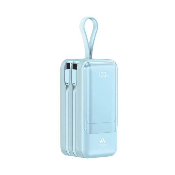 Asli 2-Cables 2-USB 20000mAh PD Power Bank | Blue