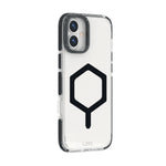 LZEL iPhone 16 Plus Mag Hexa Defender Clear Square MagSafe Case | Black