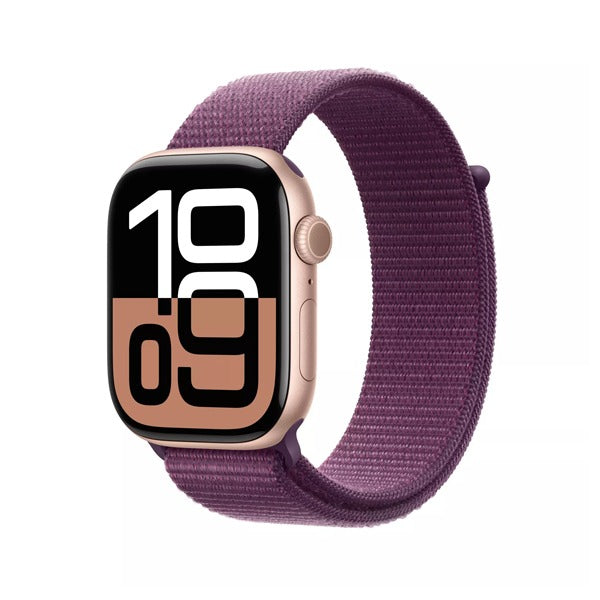 Apple Watch Series 10 - 46mm - GPS - Rose Gold Aluminium Case - with Plum Sport Loop