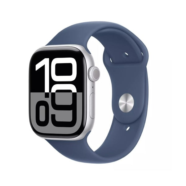 Apple Watch Series 10 - 46mm - GPS  Silver Aluminium Case With Denim Sport Band - M/L
