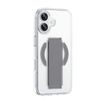 Asli Global iPhone 16 Leather Grip Case | Clear/Gray